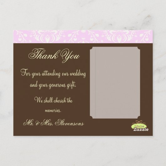 Wedding Bedankt Foto briefkaarten. Briefkaart (Achterkant)