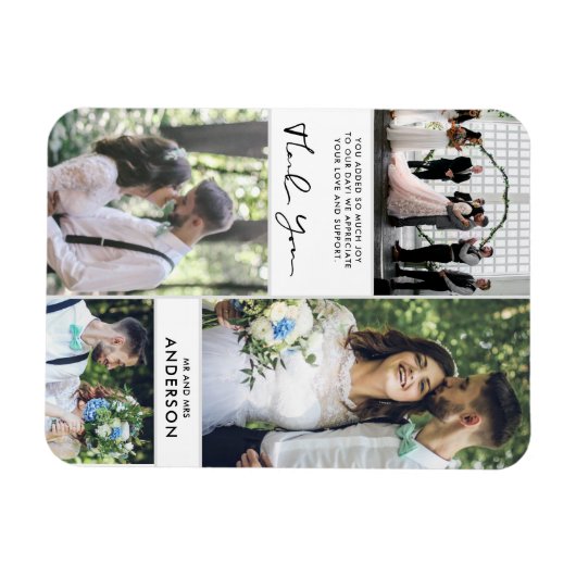 Wedding Bedankt Foto Collage Magneet (Horizontaal)
