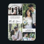 Wedding Bedankt Foto Collage Magneet<br><div class="desc">Hartelijk dank voor uw huwelijksmagneten in een vier foto-collage-ontwerp - Voeg uw aangepaste bericht,  achternaam en favoriete foto's en post van vier trouwdagen toe aan familie en vrienden. Een prachtige hoepennis waar ze van zullen houden!</div>