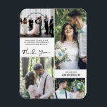 Wedding Bedankt Foto Collage Magneet<br><div class="desc">Hartelijk dank voor uw huwelijksmagneten in een vier foto-collage-ontwerp - Voeg uw aangepaste bericht,  achternaam en favoriete foto's en post van vier trouwdagen toe aan familie en vrienden. Een prachtige hoepennis waar ze van zullen houden!</div>