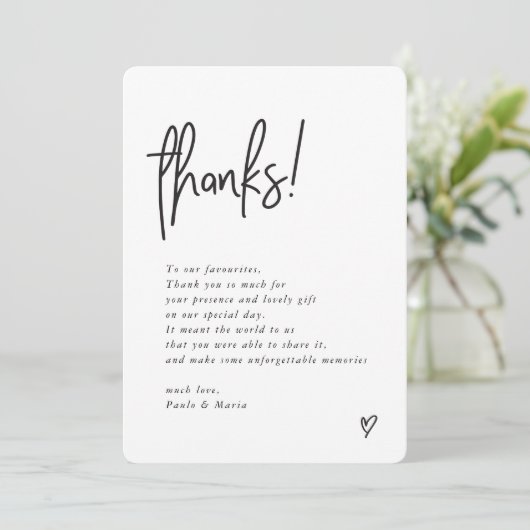 WEDDING BEDANKT foto van handgeschreven modern ber Kaart (Staand voorkant)