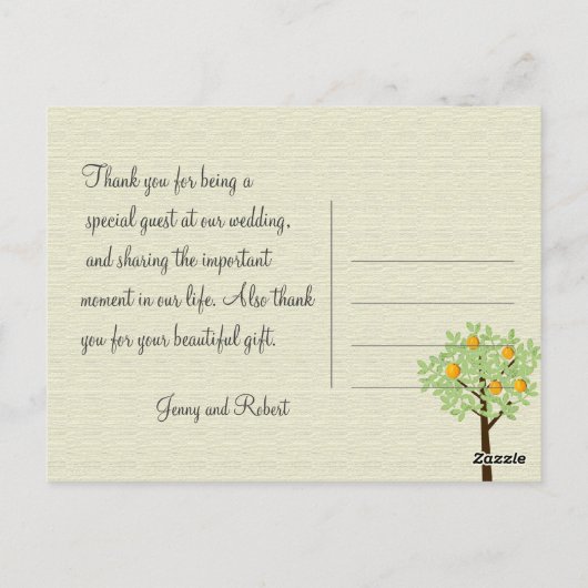 Wedding bedankt je briefkaart. Lente en zomer. Briefkaart (Achterkant)