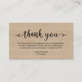 Wedding Bedankt, Modern Rustic Brown Wood Informatiekaartje