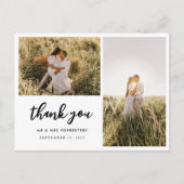Wedding Bedankt Script Elegant | Twee foto's Briefkaart (Voorkant)