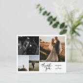Wedding Bedankt Script | Moderne fotocollage Briefkaart (Staand voorkant)