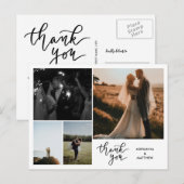Wedding Bedankt Script | Moderne fotocollage Briefkaart (Voorkant / Achterkant)