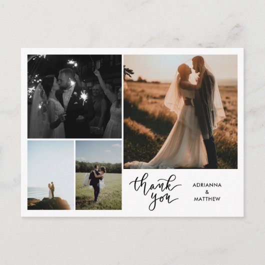 Wedding Bedankt Script | Moderne fotocollage Briefkaart (Voorkant)