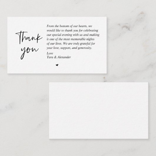 Wedding Bedankt voor je aanwezigheid, modern minim Informatiekaartje (Voorkant / Achterkant)