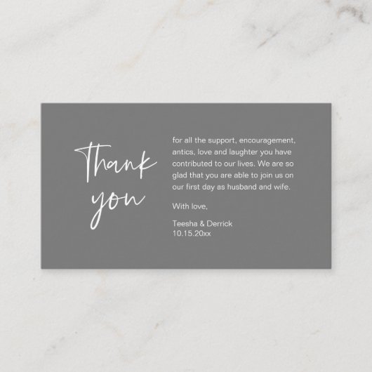 Wedding Bedankt voor je aanwezigheid, modern minim Informatiekaartje (Voorkant)