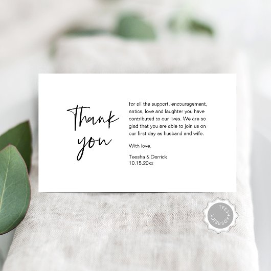 Wedding Bedankt voor je aanwezigheid, modern minim Informatiekaartje