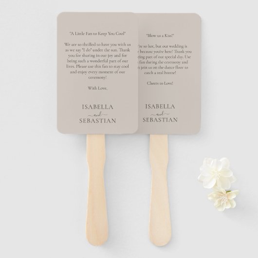 Wedding Beige Love Fun Quote Handwaaier (Voorkant en achterkant)