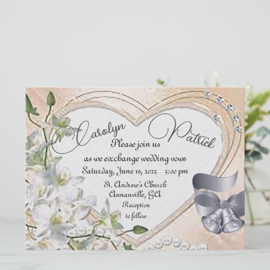 Wedding Bell Wedding Uitnodiging (Staand voorkant)