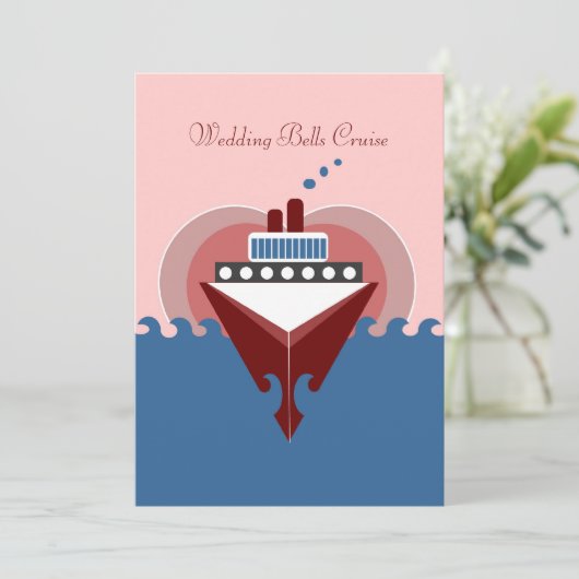 Wedding Bells Cruise Ship Invitation Kaart (Staand voorkant)