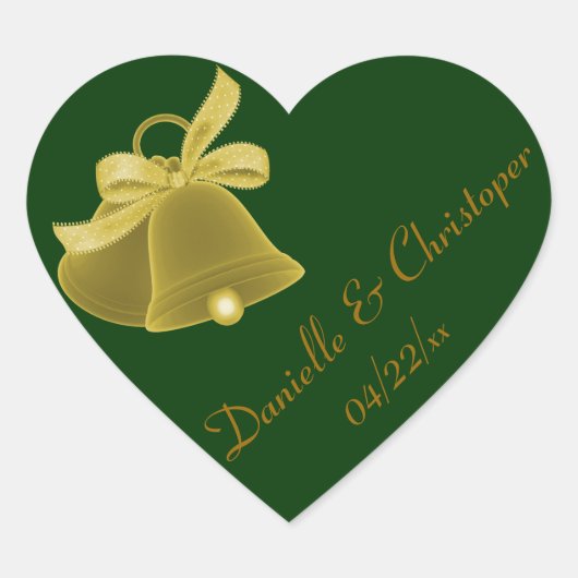 "Wedding Bells" - Donkergroen [a] Hart Sticker (Voorkant)