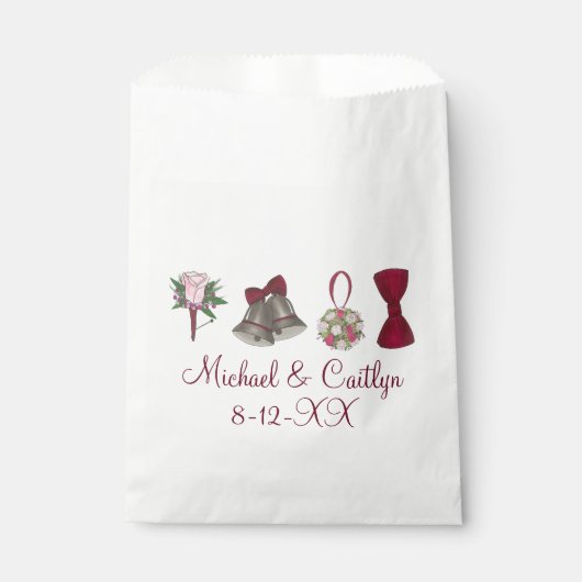 Wedding Bells Flowers Bow Stropdas Personalized Na Bedankzakje (Voorkant)