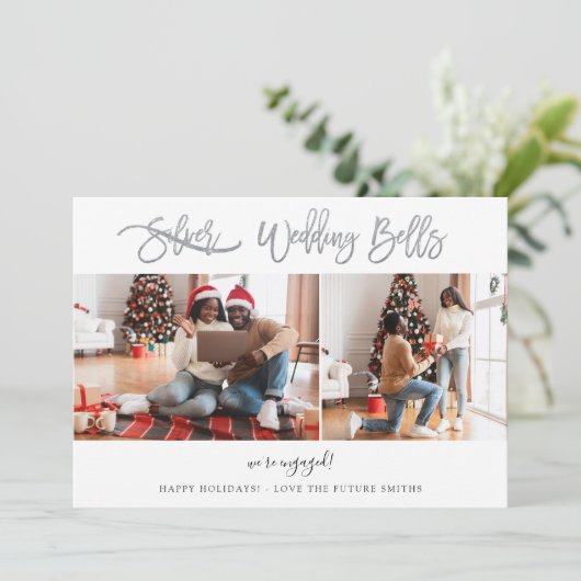 Wedding Bells Multi Photo Verloving Kaart (Staand voorkant)