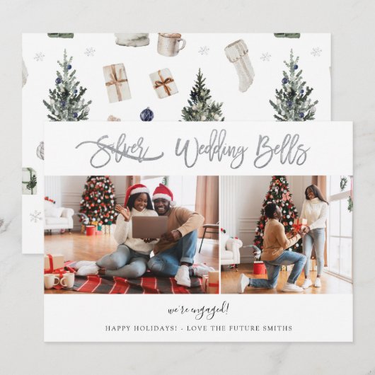 Wedding Bells Multi Photo Verloving Kaart (Voorkant / Achterkant)