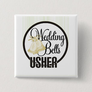 Wedding Bells Usher Vierkante Button 5,1 Cm