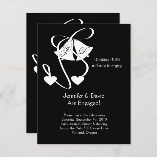 Wedding Bells Verloving Uitnodiging (Voorkant / Achterkant)