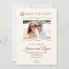 Wedding Bells with Photo Save the Date Kaart