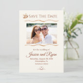 Wedding Bells with Photo Save the Date Kaart (Staand voorkant)