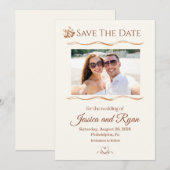 Wedding Bells with Photo Save the Date Kaart (Voorkant / Achterkant)