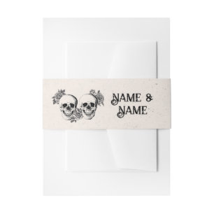 Wedding Belly Band Schedels Rozen Wit Uitnodigingen Wikkel