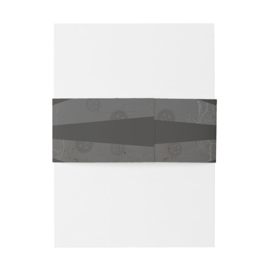 Wedding Belly Band Steampunk Wedding Hearts Cogs Uitnodigingen Wikkel (Achterkant Voorbeeld)