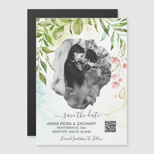 *~* WEDDING BESPAAR de DATUM QR code - Website AR6 Magnetische Uitnodiging (Voorkant / Achterkant)