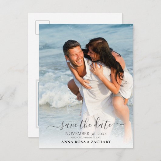 *~* WEDDING BESPAAR DE DATUM - QR Website AR6 Briefkaart (Voorkant / Achterkant)