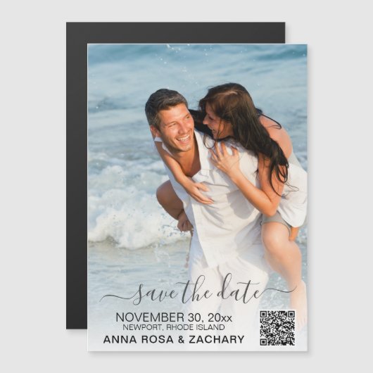 *~* WEDDING BESPAAR DE DATUM - QR Website AR6 Magnetische Uitnodiging (Voorkant / Achterkant)