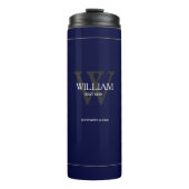 Wedding Best Man Gift Modern Monogram Cool Navy Thermosbeker (Voorkant)