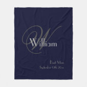 Wedding Best Man Gift Modern Monogram Navy Blue Fleece Deken (Voorkant)