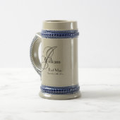 Wedding Best Man Gift Rustic Monogram Initiaal Naa Bierpul (Voorkant links)