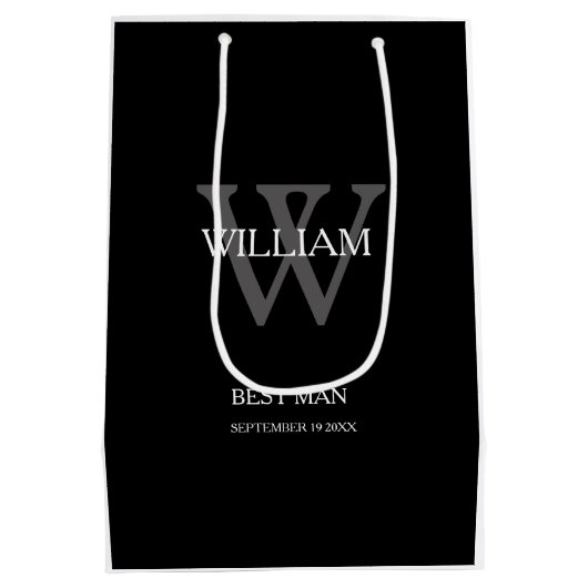Wedding Best Man Persoonlijk Chic Modern Classy Medium Cadeauzakje (Achterkant)