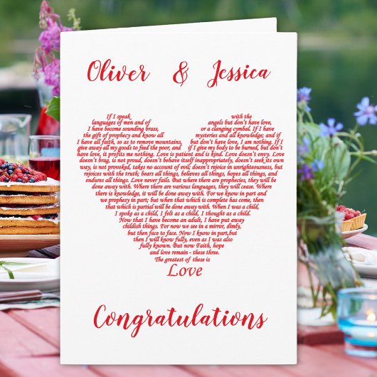 Wedding Bijbel Citaat 1 Corinthians 13 Love Heart Kaart