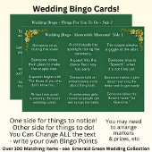 Wedding BINGO!  Game for Guests Emerald Green Kaart