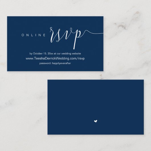 Wedding-binnenuitnodiging, online RSVP Informatiekaartje (Voorkant / Achterkant)