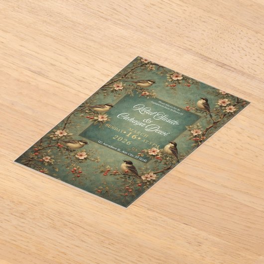 wedding birds acryl uitnodigingen (Laagn)