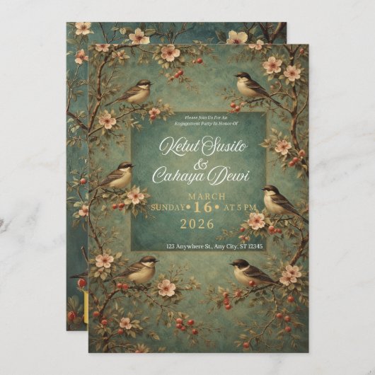 wedding birds kaart (Voorkant / Achterkant)