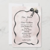 Wedding Black Bow and Ribbon on Watercolor Kaart (Voorkant)