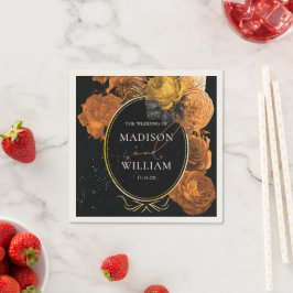 Wedding Black en Oranje Floral op maat Servet