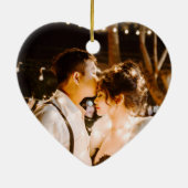 Wedding Black Gold Heart kerstnaam Mr Mrs Ce Keramisch Ornament (Achterkant)