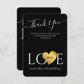 Wedding Black Gold Heart Script Name Mr en Mrs. Bedankkaart (Voorkant / Achterkant)