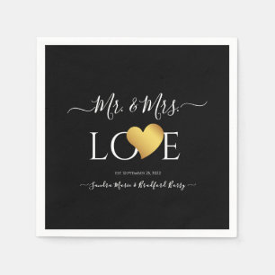 Wedding Black Gold Heart Script Name Mr en Mrs. Servet