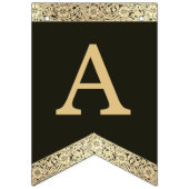 Wedding Black Gold Names Elegant  Floral B Vlaggetjes (Tweede vlag)