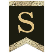 Wedding Black Gold Names Elegant  Floral B Vlaggetjes (Eerste vlag)