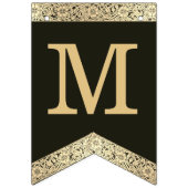 Wedding Black Gold Names Elegant  Floral B Vlaggetjes (Derde vlag)