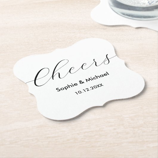Wedding Black White Cheers Elegant Kartonnen Onderzetters (Gekanteld)