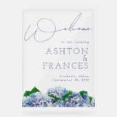Wedding Bliss Blue Hydrangea Border Welkom Acryl Bord (Voorkant)